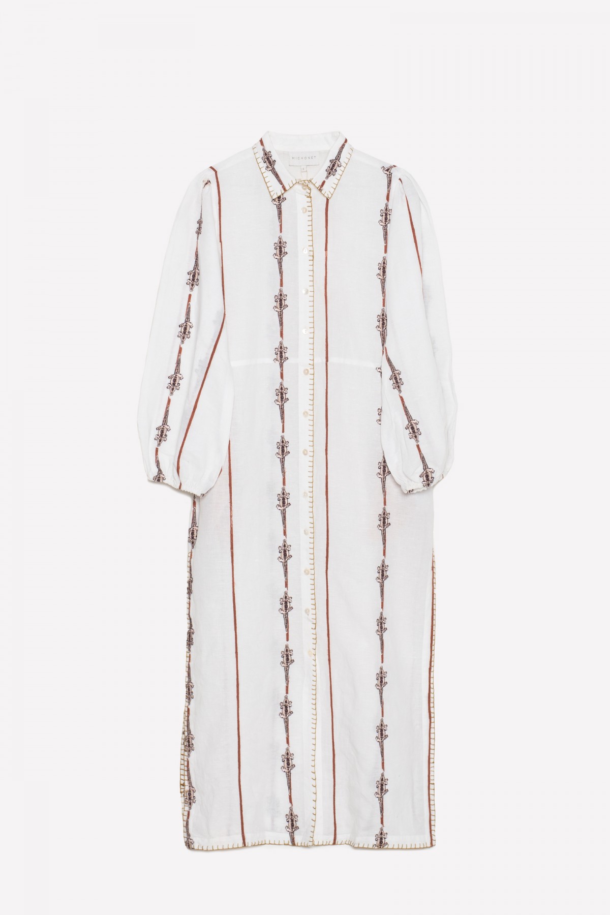 CROCODILE STRIPES LINEN DRESS | LINO| Michonet